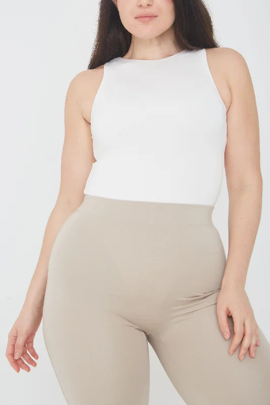 365 HIGH NECK SLEEVELESS BODYSUIT - COCONUT MILK