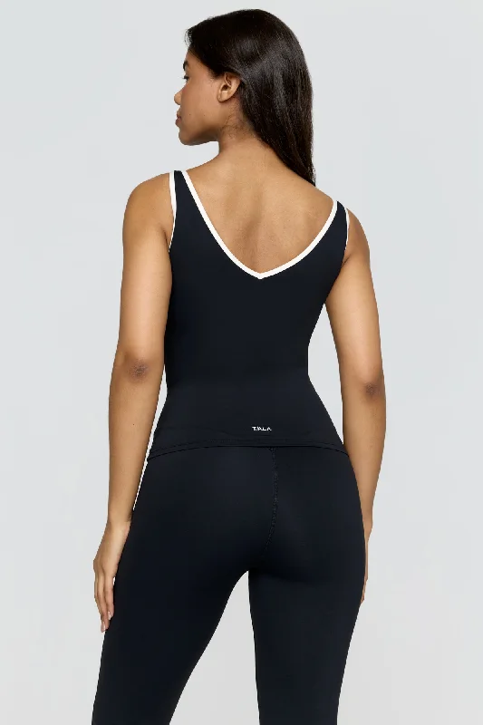 DayFlex Built-In Support Plunge Neck Vest - Shadow Black And Milk