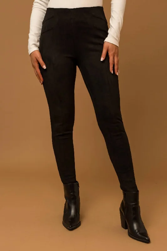 Faux Suede Leggings In Black