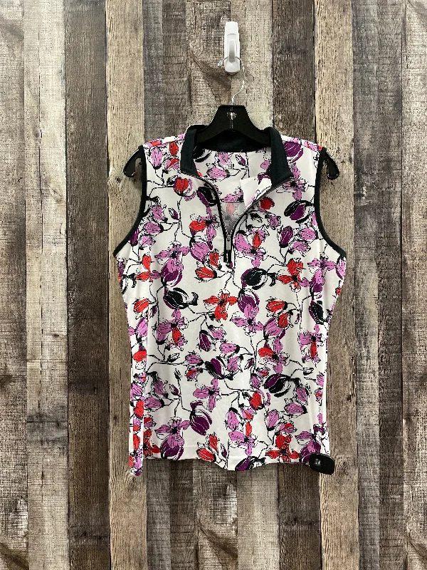 Floral Print Athletic Tank Top Tail, Size L