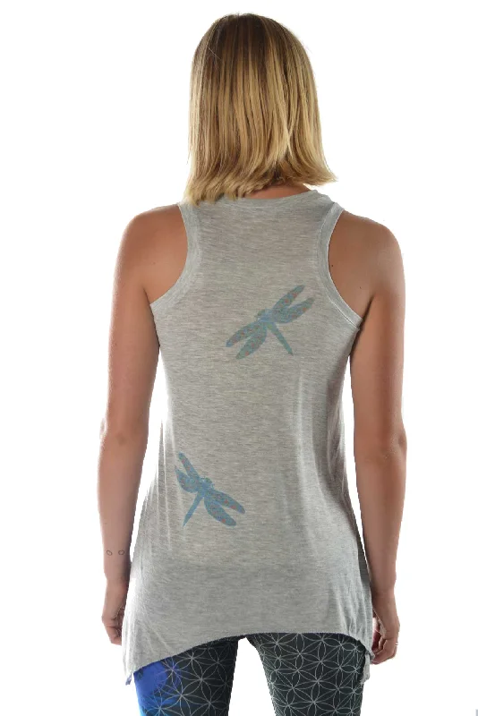 Flowy Shark Bite Sleeveless Tee  ""DragonFly""