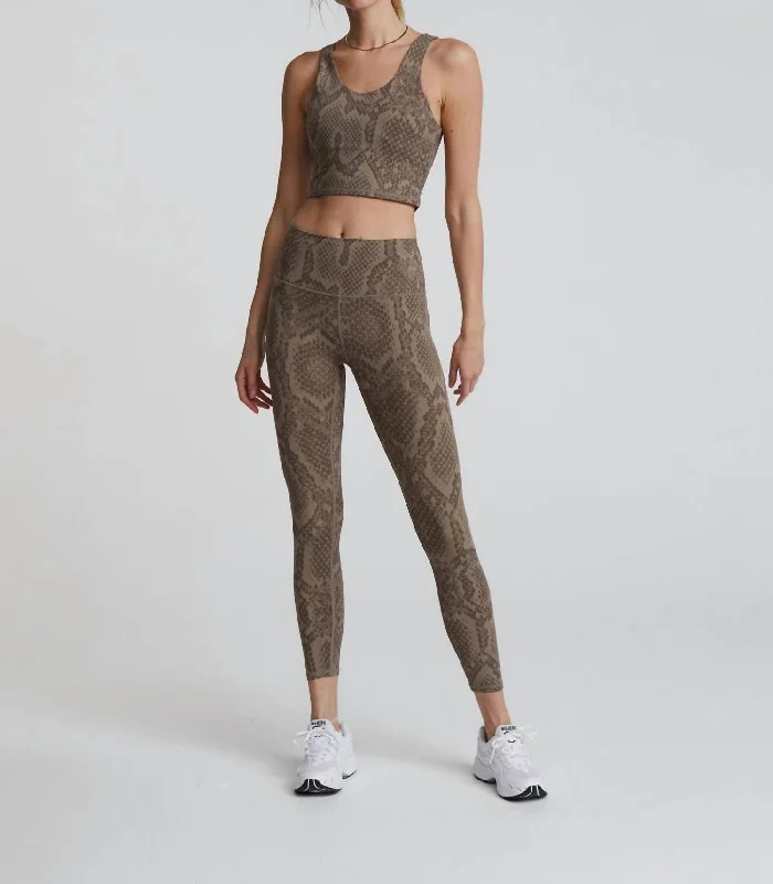 Let's Go High Rise Legging 25 In Khaki Snake