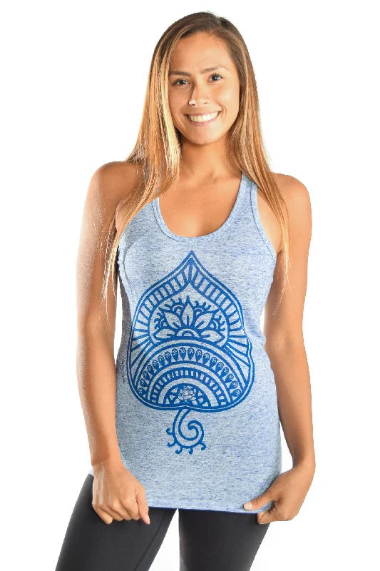 Linen Blueberry Racerback Tank with Blue Auspicious Spade