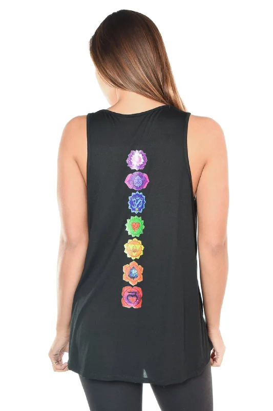 Luxurious Black Modal Tank With Full Chakras