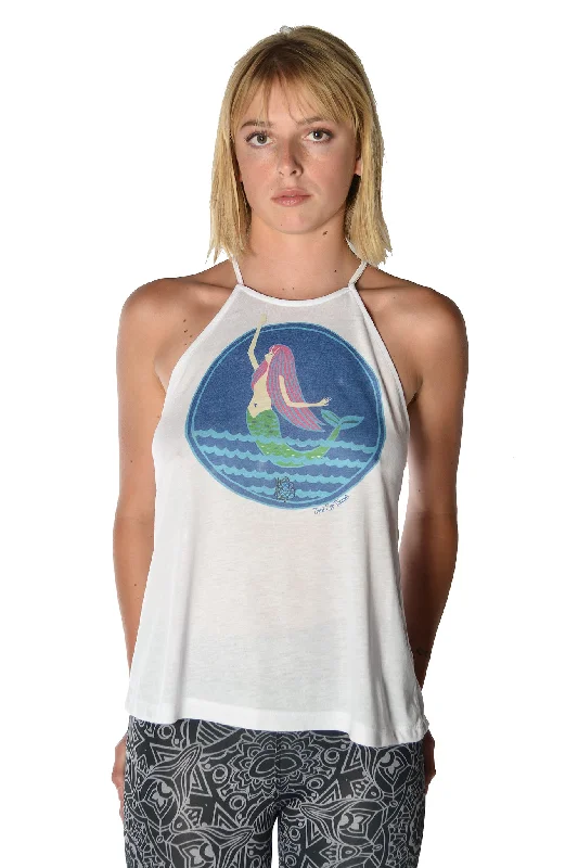 Mermaid on flowy high neck tank