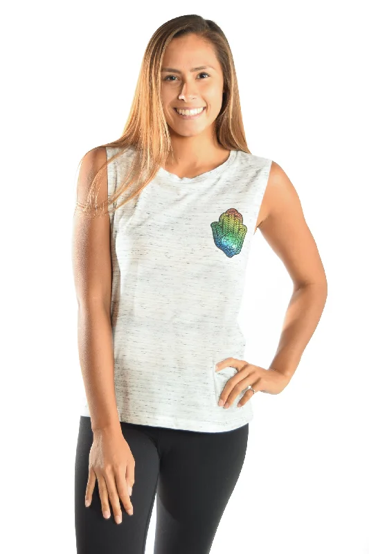 Rainbow Hamsa Hand On Boyfriend Tee