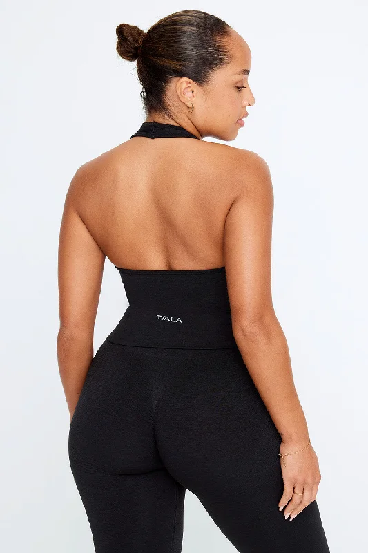 SCULPT SEAMLESS HALTER TANK - BLACK MARL