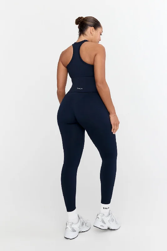 SCULPT SEAMLESS RIBBED RACER TANK - NAVY MARL