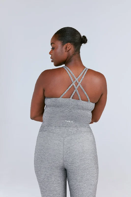 SKINLUXE BUILT-IN SUPPORT STRAPPY BACK CAMI TOP - DARK GREY MARL