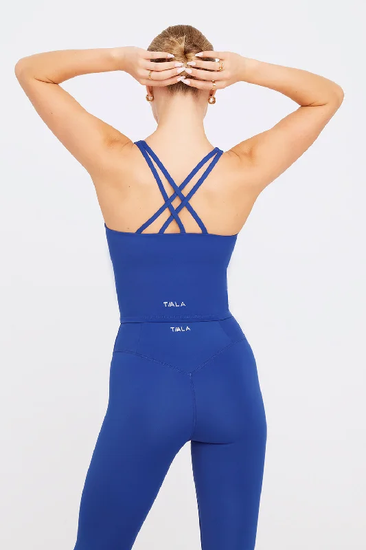 SKINLUXE BUILT-IN SUPPORT STRAPPY BACK CAMI TOP - COBALT BLUE