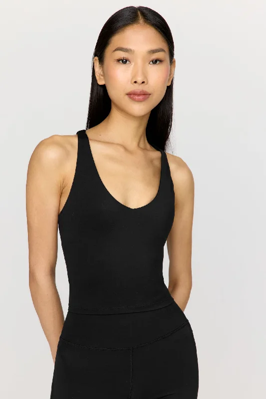 SKINLUXE BUILT-IN SUPPORT STRAPPY BACK CAMI TOP - SHADOW BLACK