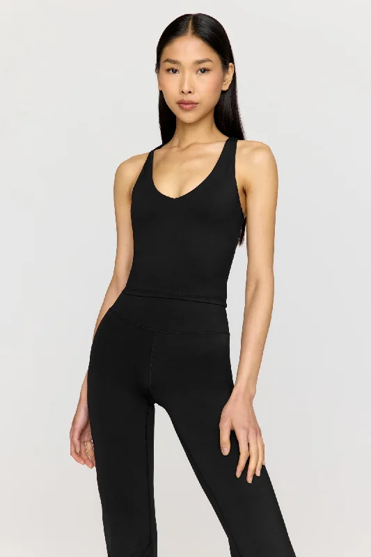 SKINLUXE BUILT-IN SUPPORT STRAPPY BACK CAMI TOP - SHADOW BLACK