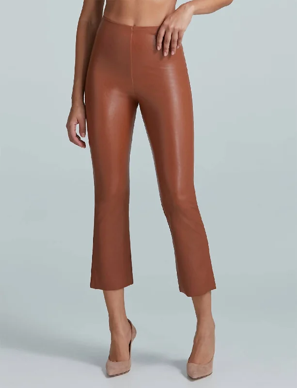 Women's Faux Leather Crop Flare Leggings In Cocoa