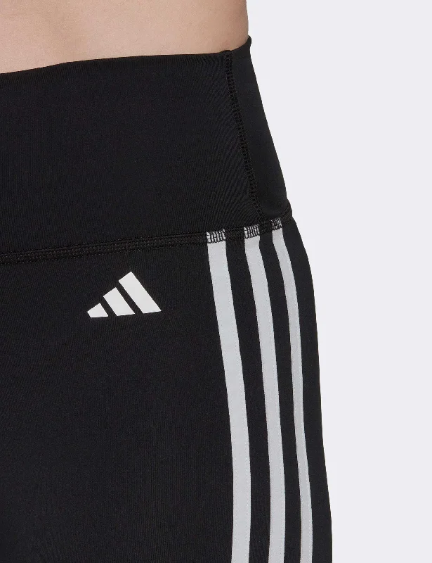 Training Essentials 3-Stripes High Waisted Short Leggings - Black