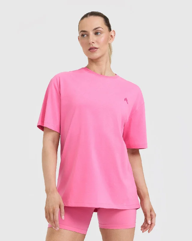 Classic Oversized Lightweight T-Shirt | Peony Pink