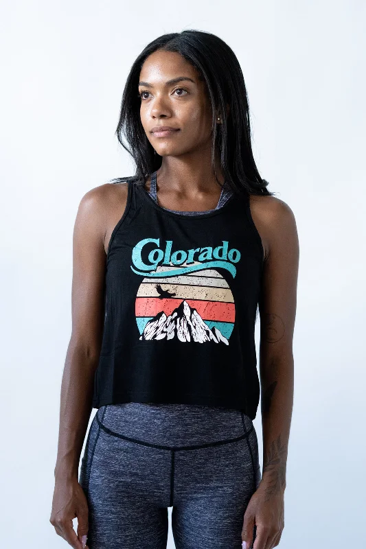 Colorado Mountain Crop Top Black