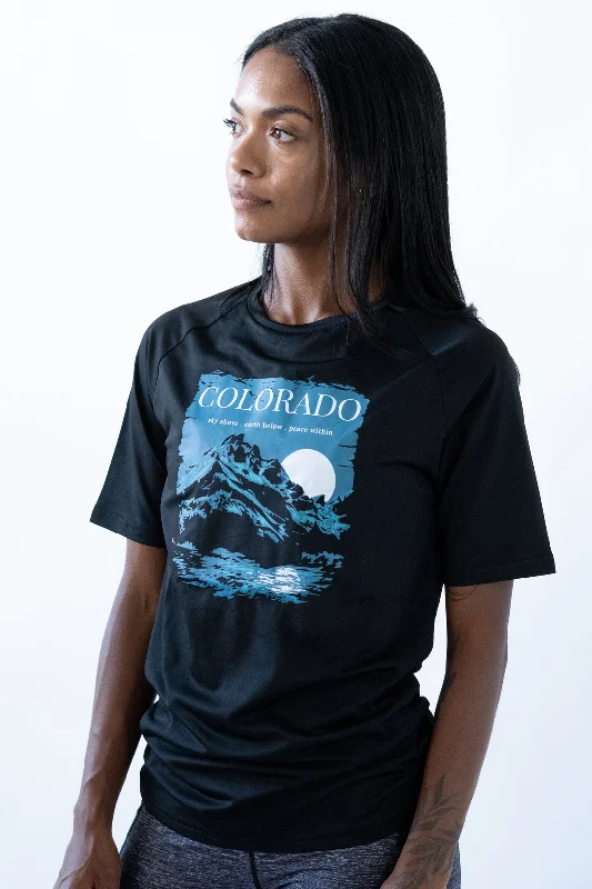 Colorado Sky Above. Earth Below. Peace Within Unisex Performance Tee Black