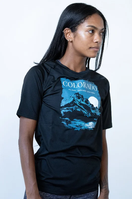 Colorado Sky Above. Earth Below. Peace Within Unisex Performance Tee Black