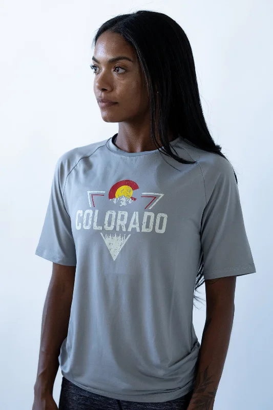 Colorado Threads Mountain Triangle Unisex Performance Tee Grey