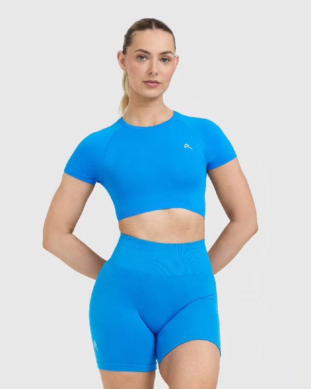 Go To Seamless Fitted Crop Top | Tropical Blue