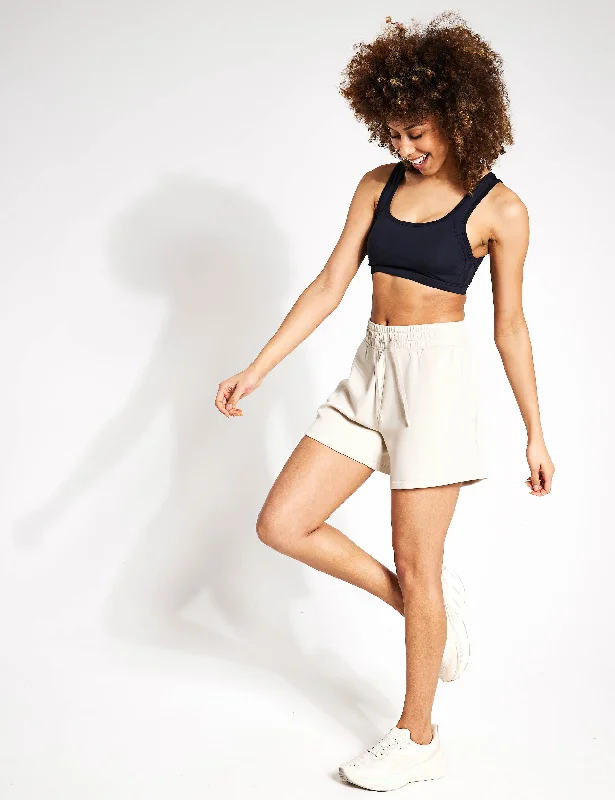 Relaxed High Waisted Shorts - Beige