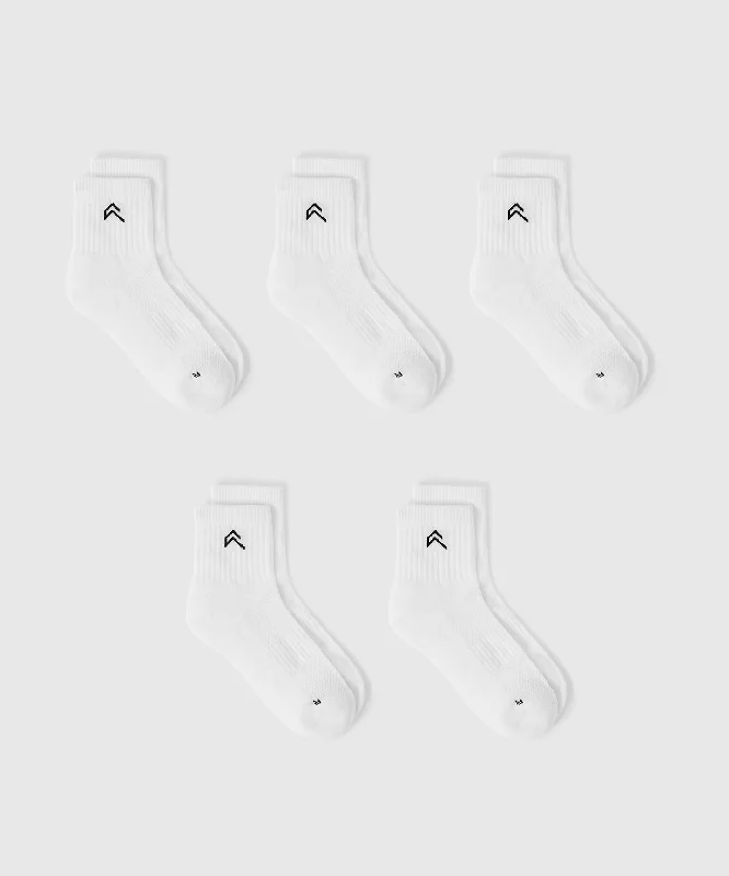 Mid Crew Socks 5 Pack | White