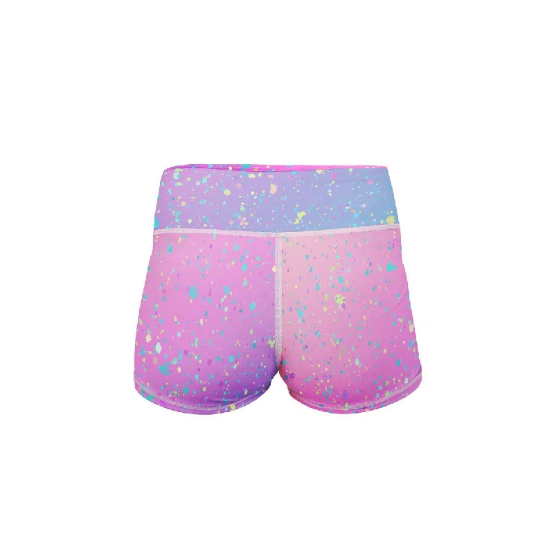 Rainbow Paint Yoga Shorts