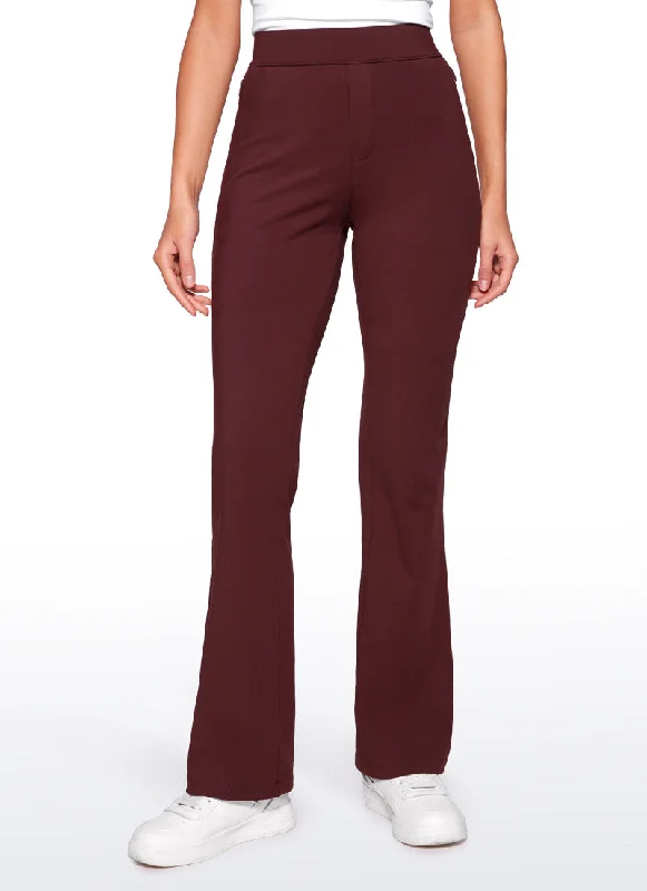 Stretch Flared Pants with Zip Pockets 31""