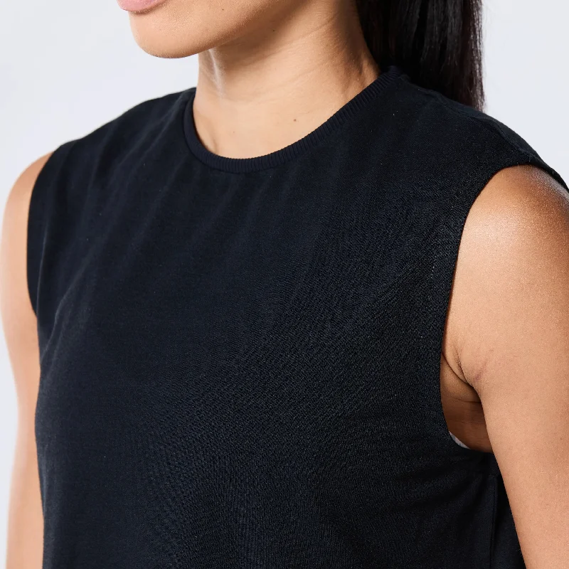 Crop Crew Cut Tank - Black