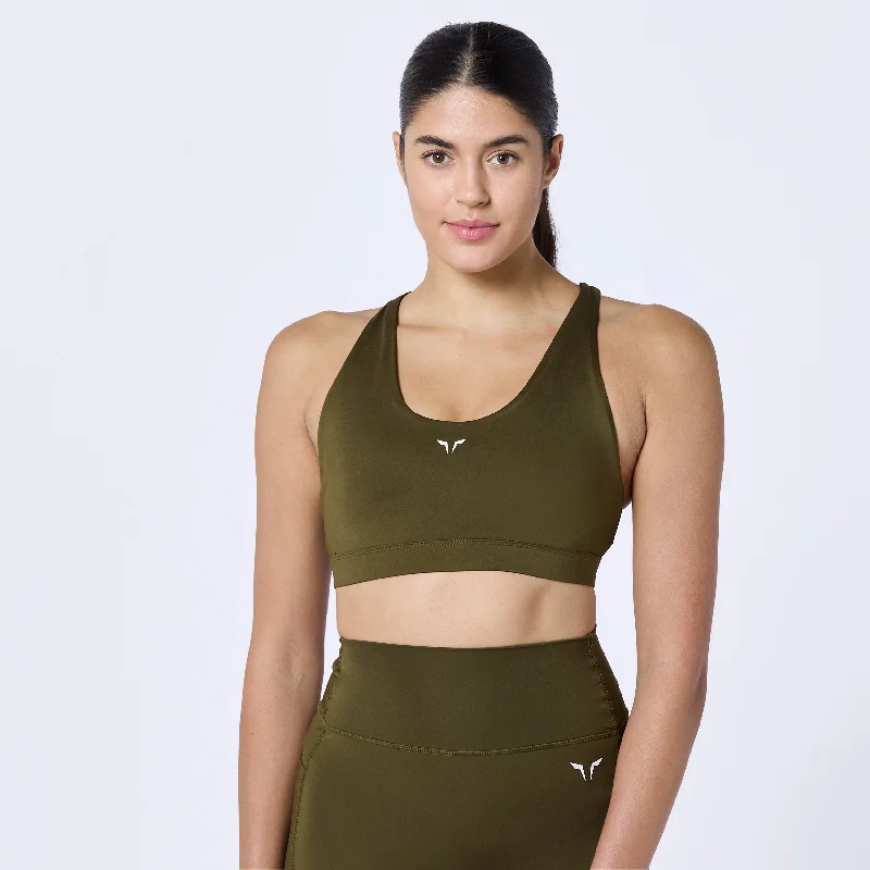 Essential Cross Back Adjustable Bra - Dark Olive