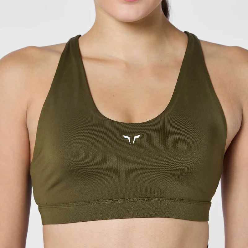 Essential Cross Back Adjustable Bra - Dark Olive