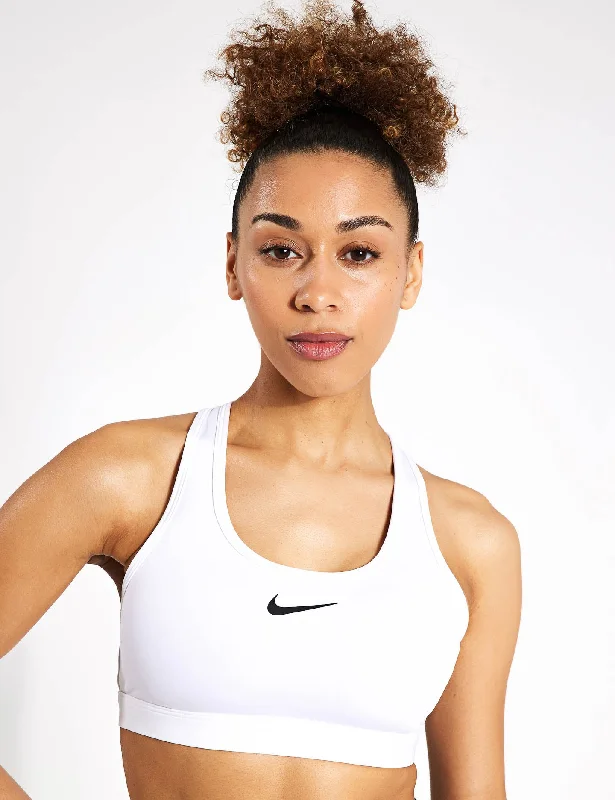 Swoosh Medium Support Bra - White/Stone Mauve/Black