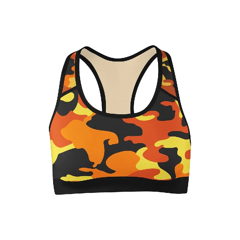 Orange Camo Sports Bra