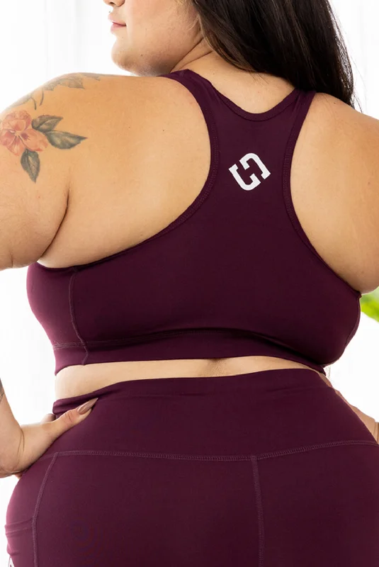 Racerback Sports Bra - Burgundy