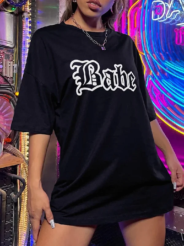 FZ Women's Babe Personality Street Font Oversized Tee