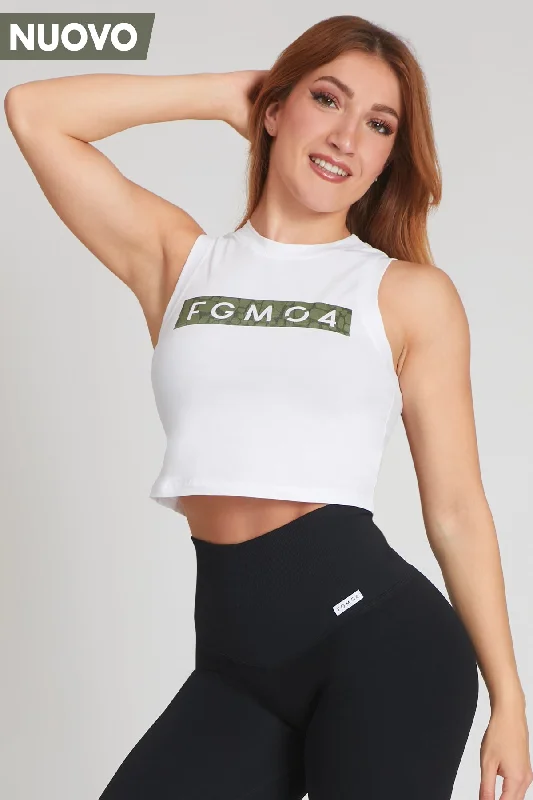 Canotta Crop Fgm04 Ikonic Stampa Cocco Verde