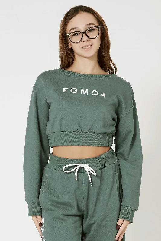 Felpa Crop Top Ikonic FW 23/24 Verde Baltic