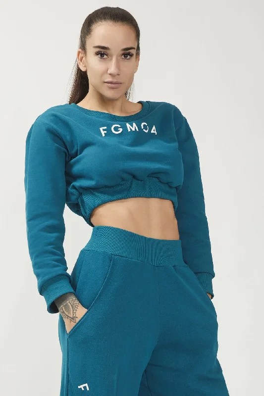 Felpa Crop Top Ikonic FW 23/24 Verde Petrolio