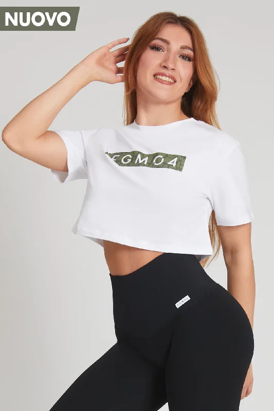 T-Shirt Crop Fgm04 Ikonic Stampa Cocco Verde