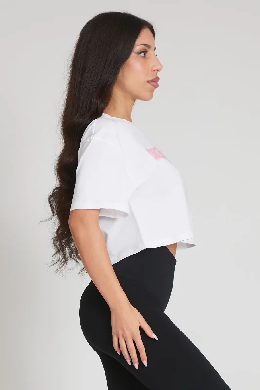 T-Shirt Crop Fgm04 Ikonic Stampa Mimetico Rosa