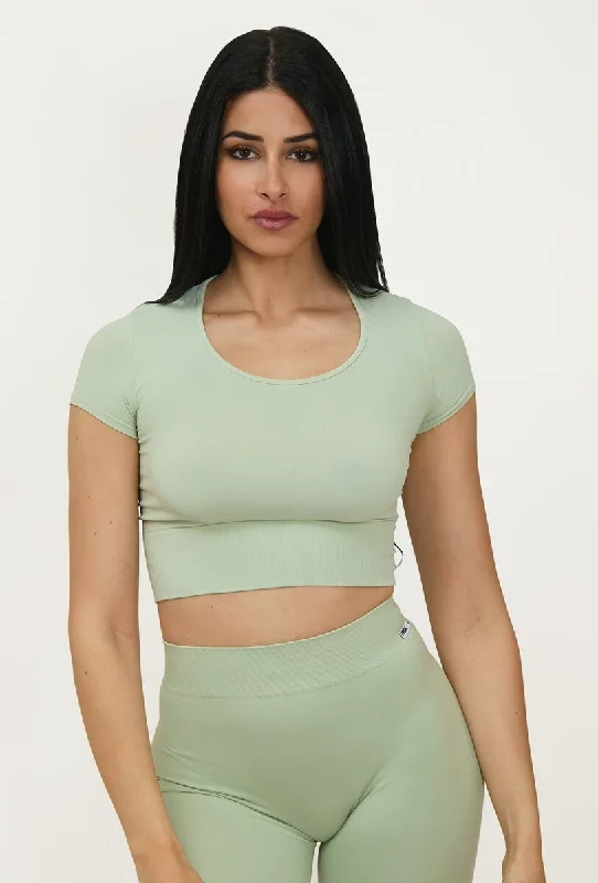 T-Shirt Crop Top Verde Pistacchio