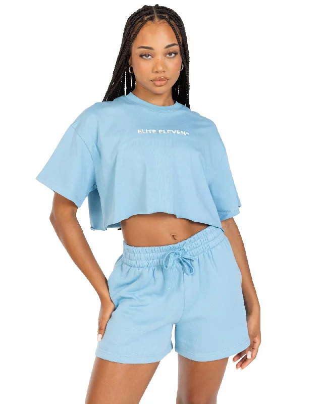 Women's Cropped Registered Tee - Light Blue