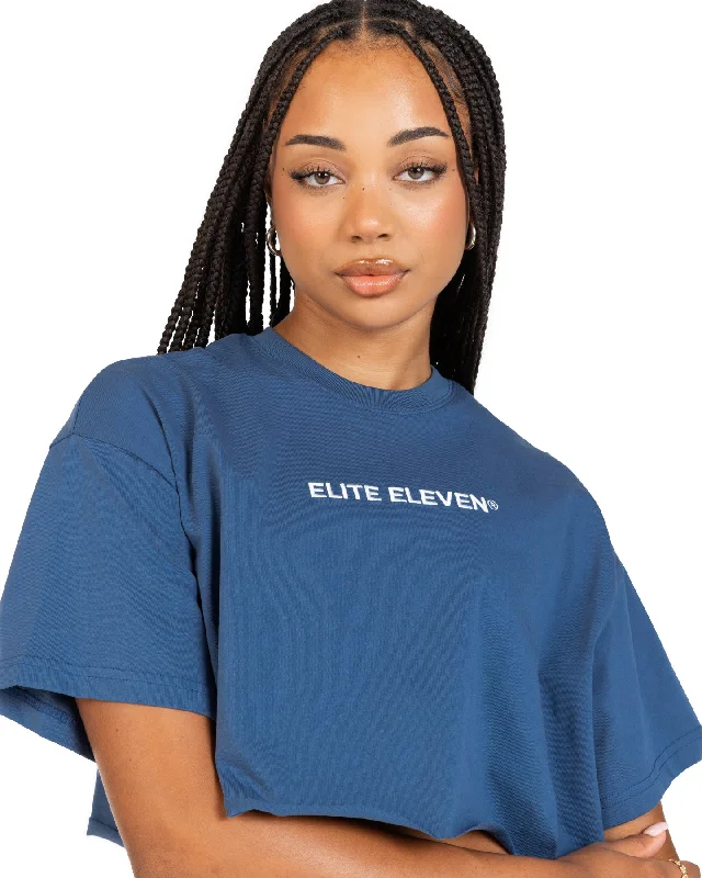 Women's Cropped Registered Tee - Mid Blue