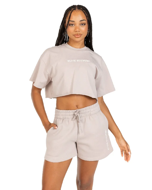 Women's Cropped Registered Tee - Taupe