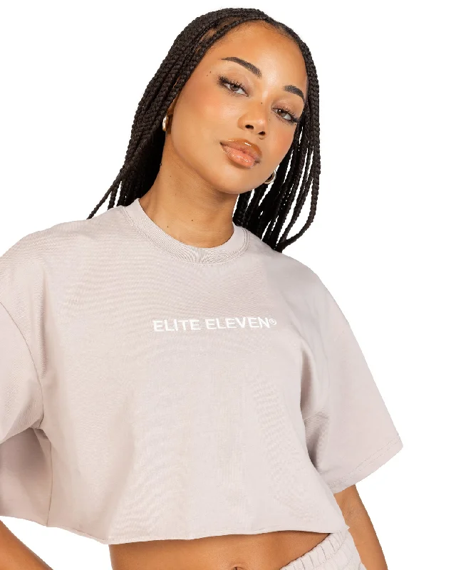 Women's Cropped Registered Tee - Taupe