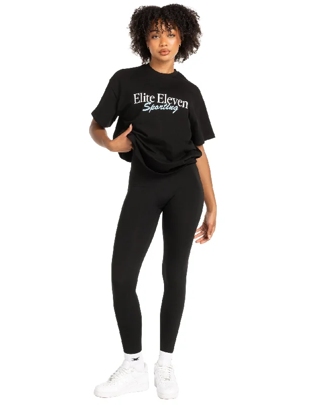 Women's Script Oversized Tee - Black / Blue