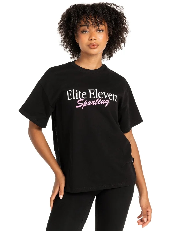 Women's Script Oversized Tee - Black / Pink