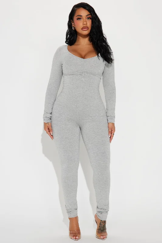 Always Will Butter Snatched Jumpsuit - Heather Grey