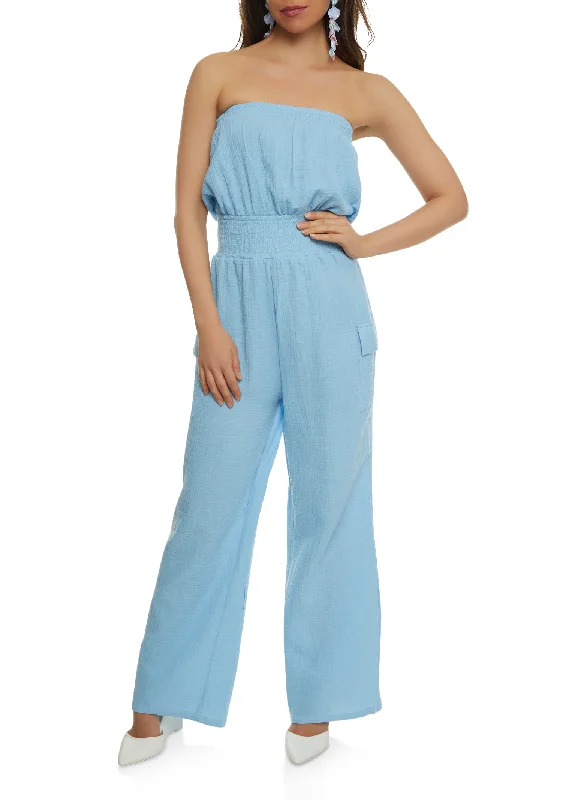 Strapless Smocked Jumpsuit