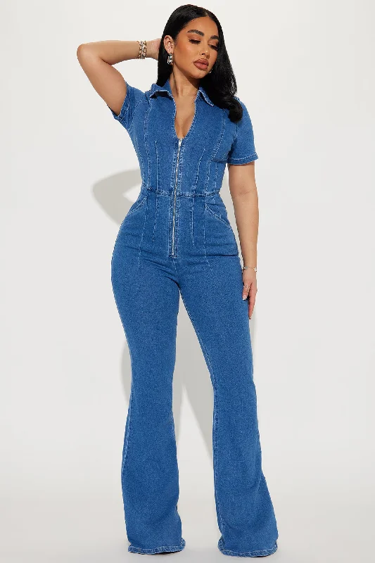 Can't Be Tamed Denim Jumpsuit - Medium Wash